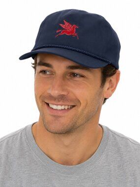 Vintage Mobil Gas Pegasus Hat Navy Blue Rope Strapback Adjustable Cap